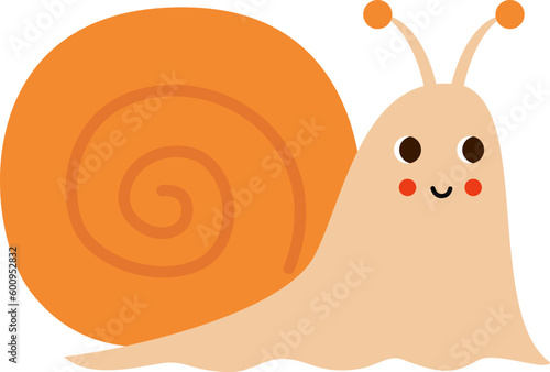 Vector illustration of cartoon cute snail isolated on white background.
