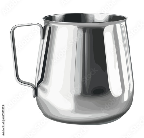 Metallic mug handle reflects white design