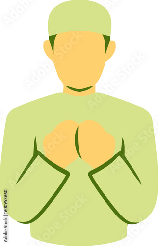 Islamic Man in Sorry Gesture Flat Hand Drawn Illustration