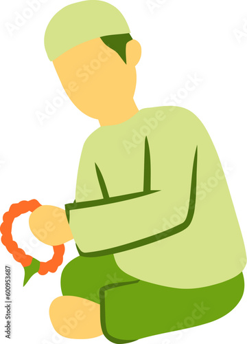 Islamic Sorry Gesture Flat Hand Drawn Illustration