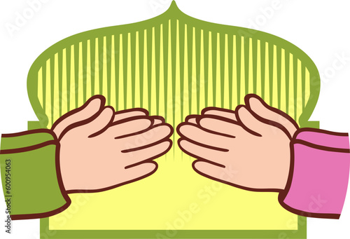 Islamic Sorry Gesture Flat Hand Drawn Illustration