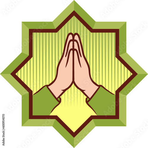 Islamic Sorry Gesture Flat Hand Drawn Illustration