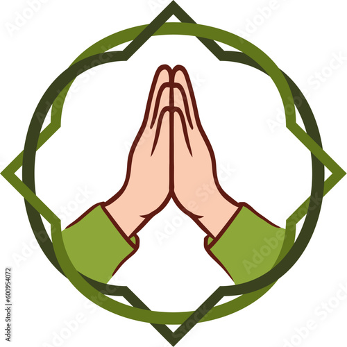 Islamic Sorry Gesture Flat Hand Drawn Illustration