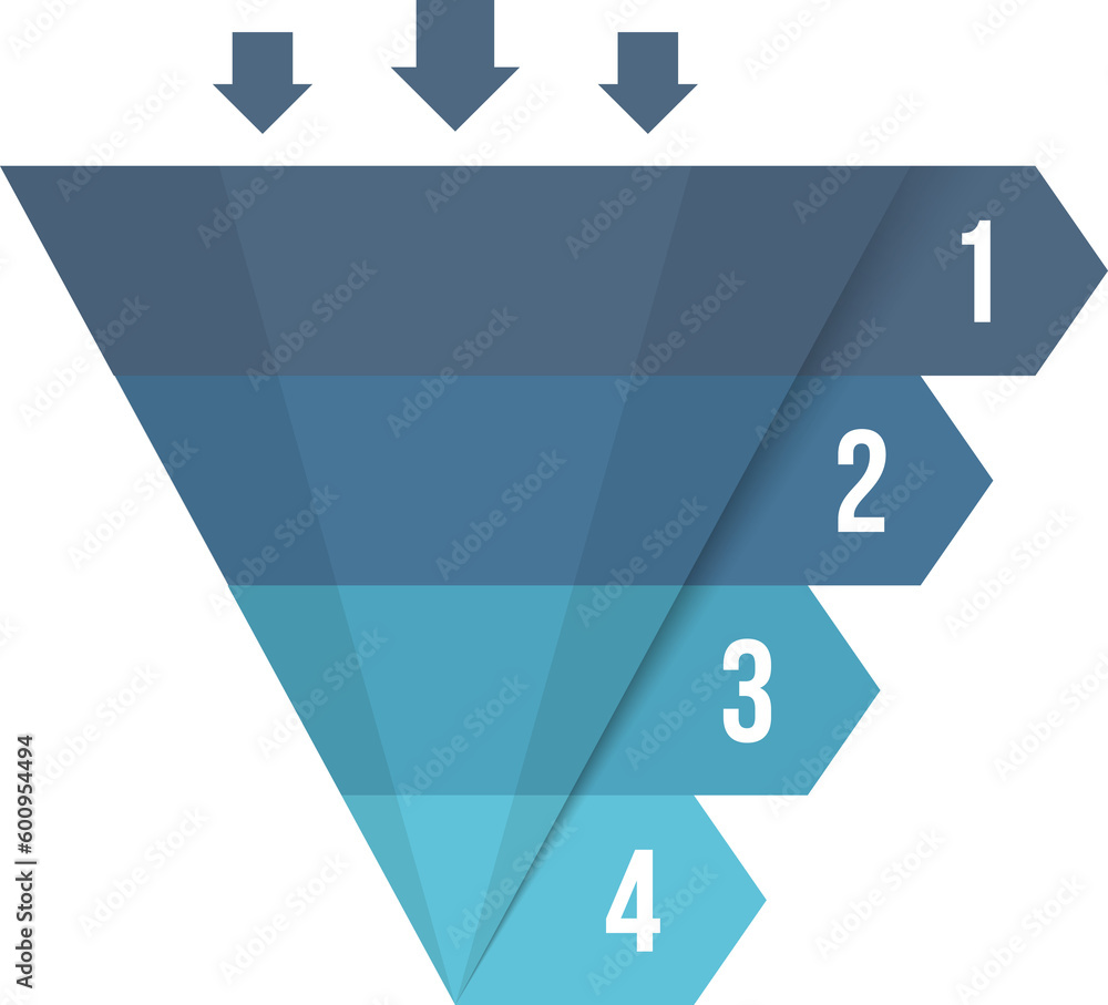 Funnel diagram with 4 elements, infographic template Funnel diagram with 4 elements, infographic template