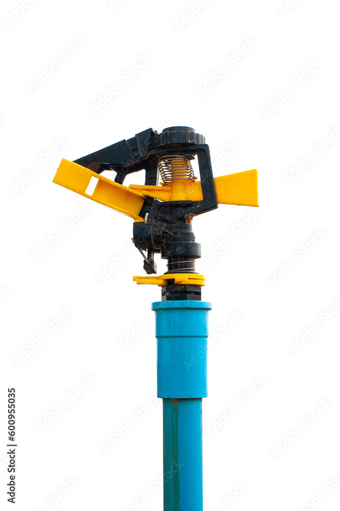 Sprinkler isolated on white background, rotary sprinkler suitable for watering plants in the lawn. Sprinkler isolated on white background, rotary sprinkler suitable for watering plants in the lawn.