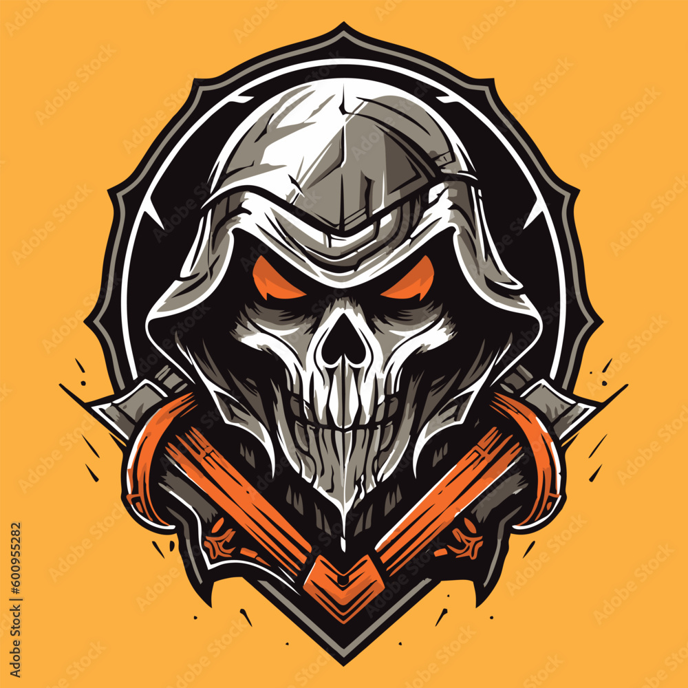 Intricate skull warrior illustration for tshirt