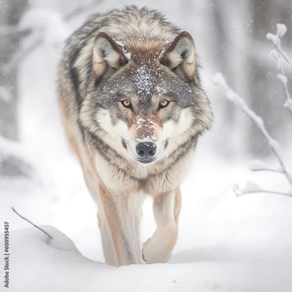 Wolf in the snowy woods