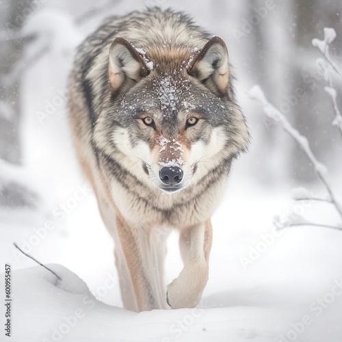 Wolf in the snowy woods