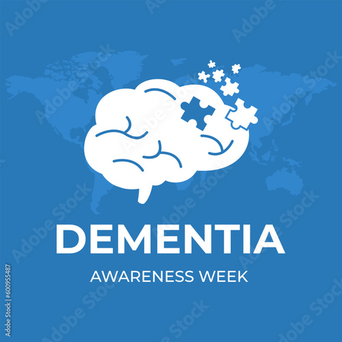Dementia Awareness week with illustrations of brains and puzzles