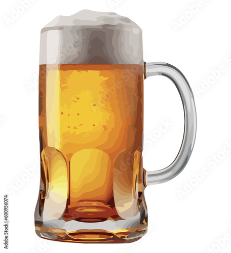 Frothy beer in glass