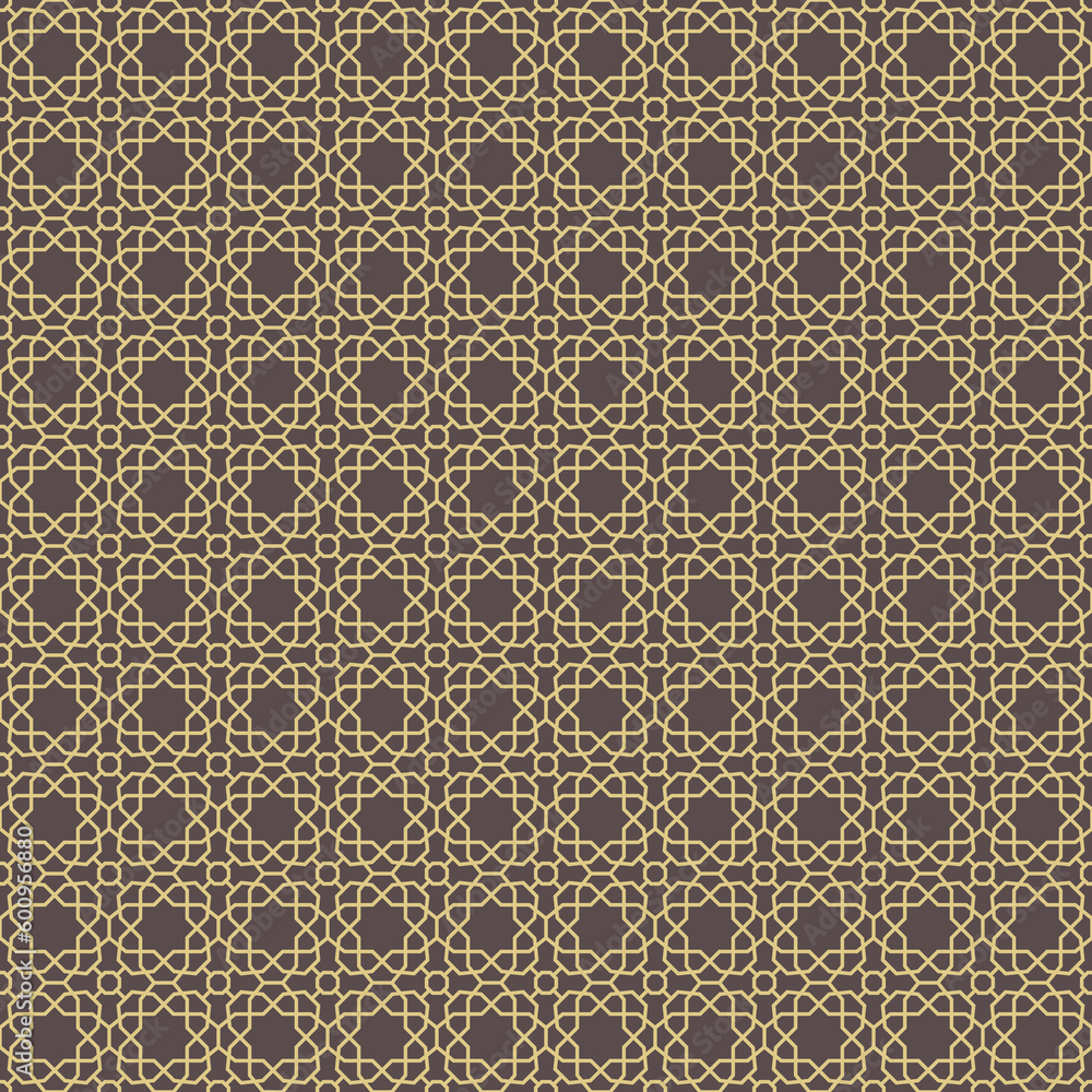 Seamless ornament in arabian style. Brown and golden geometric abstract background. Pattern for wallpapers and backgrounds