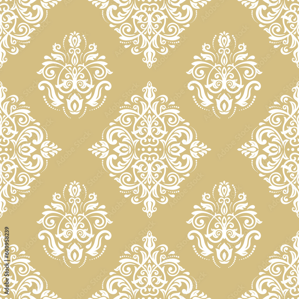 Orient classic golden and white pattern. Seamless abstract background with vintage elements. Orient background. Ornament for wallpaper and packaging Orient classic golden and white pattern. Seamless abstract background with vintage elements. Orient background. Ornament for wallpaper and packaging