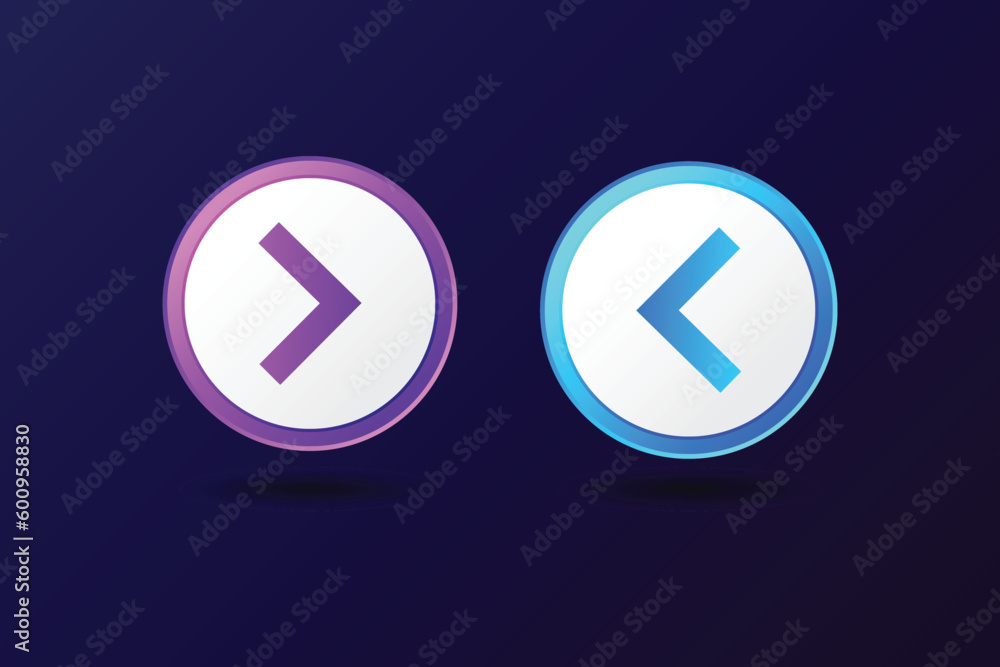 Back arrow icon sleek soft round button set illustration Back arrow icon sleek soft round button set illustration