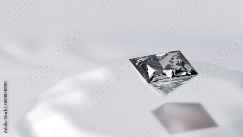 3d diamond floating on white background from 3d render design.