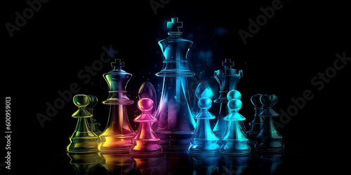chess abstract minimalistic beautiful digital art. Generative AI.