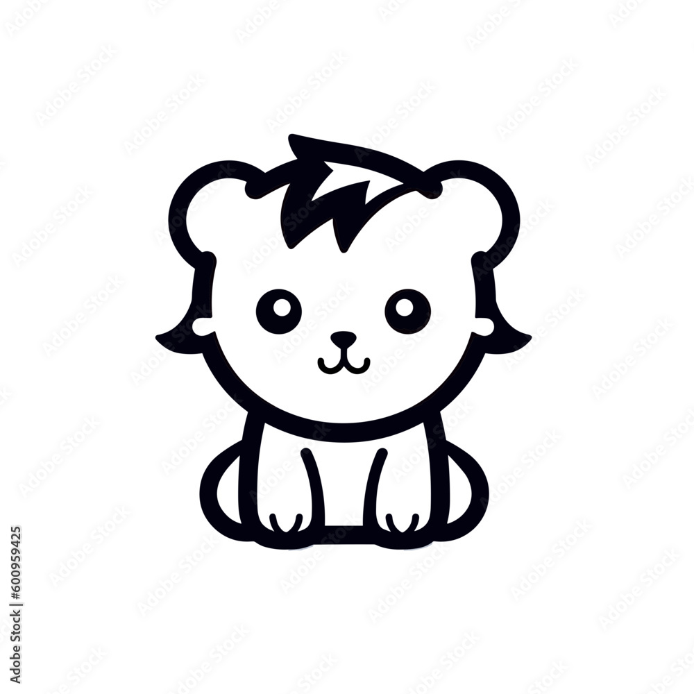 Kawaii Lion Cub: Vector Icon with Super Clean Design Kawaii Lion Cub: Vector Icon with Super Clean Design