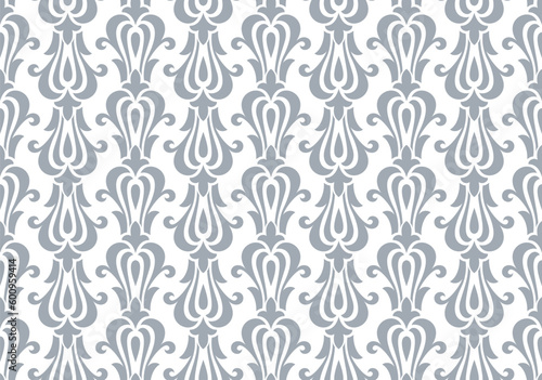 Flower geometric pattern. Seamless vector background. White and gray ornament. Ornament for fabric, wallpaper, packaging. Decorative print. © ELENA