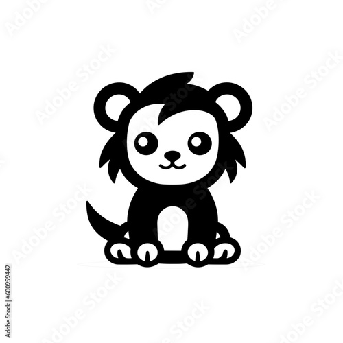 Charming Kawaii-Styled Lion Cub  Vector Icon