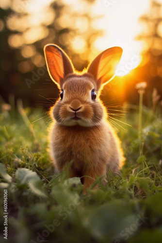Cute rabbit sunset
