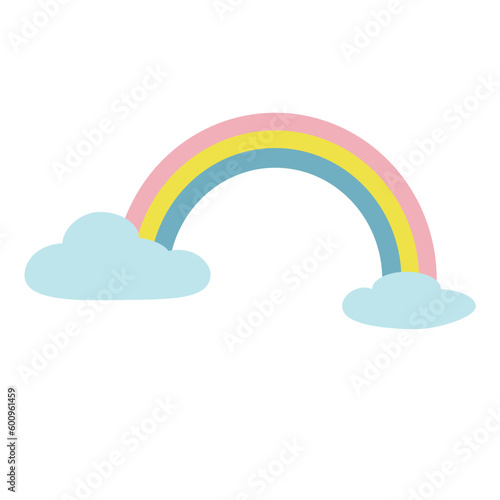 シンプルな虹と雲のイラスト　素材

