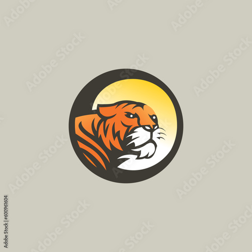 Sumatran tiger logo design with the half body in a circle