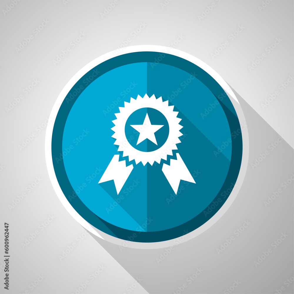 Award symbol, flat design vector blue icon with long shadow Award symbol, flat design vector blue icon with long shadow