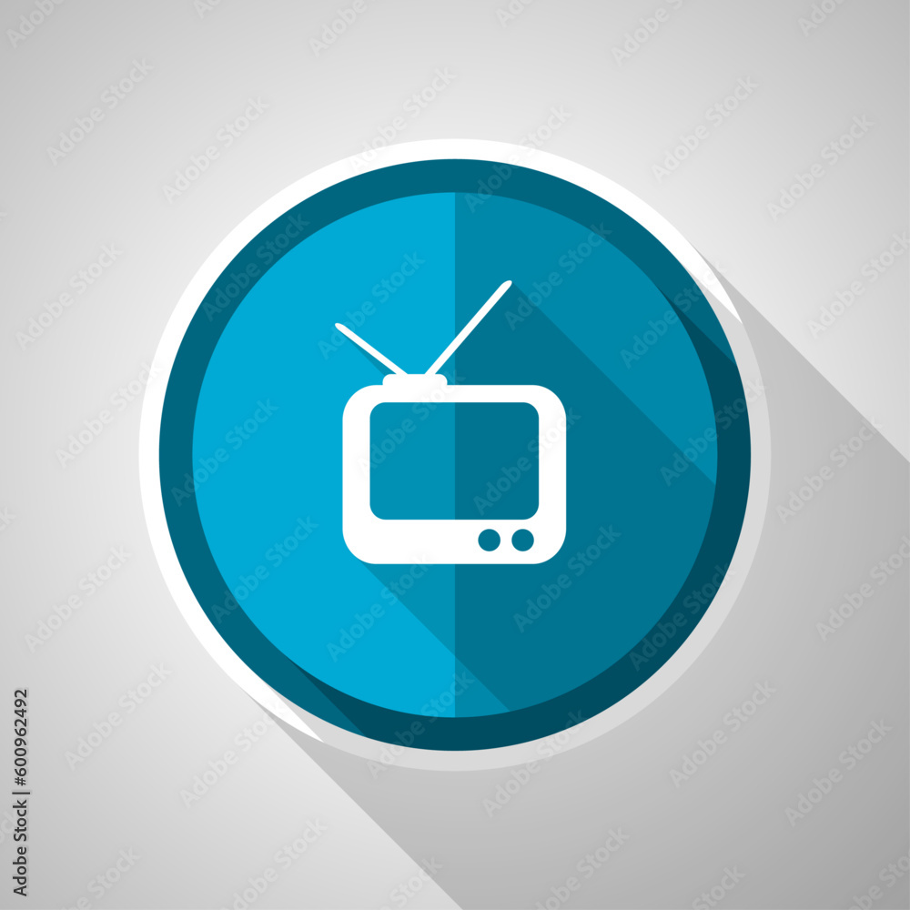 Tv symbol, flat design vector blue icon with long shadow Tv symbol, flat design vector blue icon with long shadow