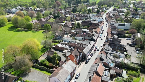 Great Missenden Village Buckinghamshire UK drone, aerial , sunny spring day photo