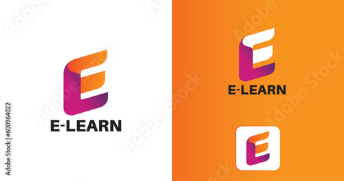 E-Learn Logo, icon, Vector illustration