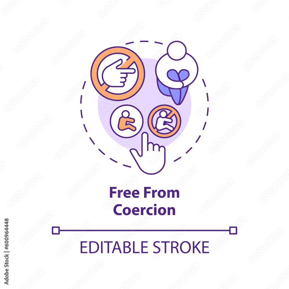 Free from coercion concept icon. Domestic violence. Sexual abuse