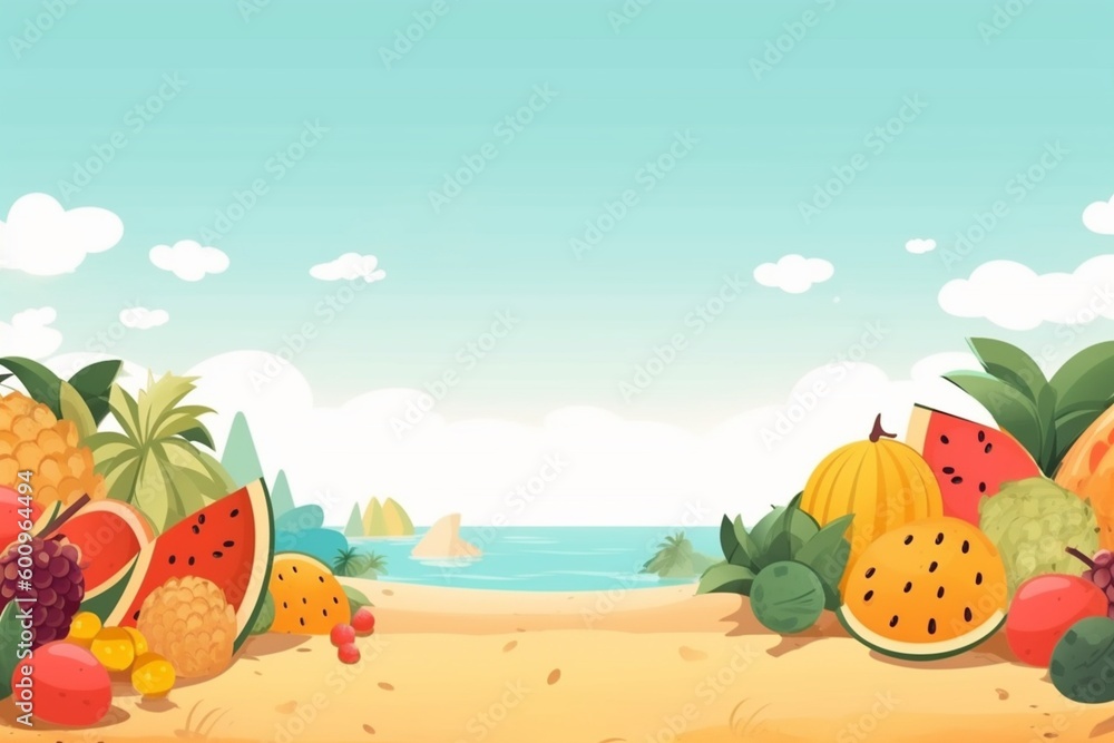 Summer Background Illustration: A Beautiful Beach Scene Created with Generative AI