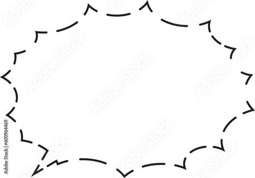 トゲトゲ吹き出し　破線　枠のみ

