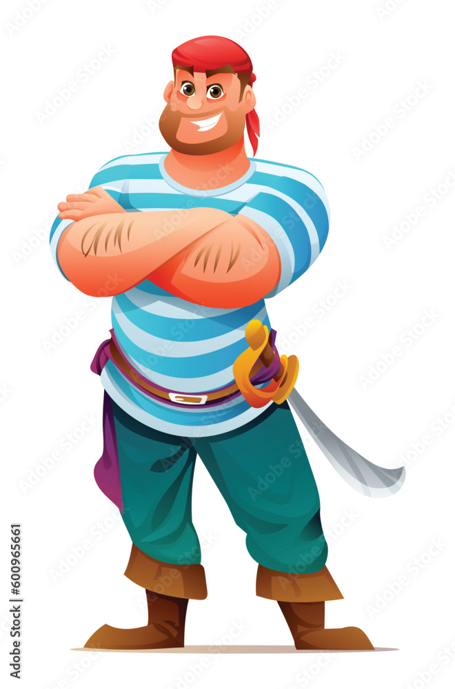 Pirate with sword cartoon character illustration Pirate with sword cartoon character illustration