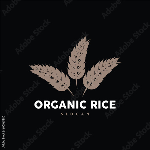 Wheat Rice Logo, Agricultural Organic Plant Vector, Golden Bread Material Luxury Design, Retro Vintage Theme Design