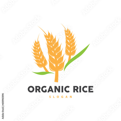 Wheat Rice Logo, Agricultural Organic Plant Vector, Golden Bread Material Luxury Design, Retro Vintage Theme Design