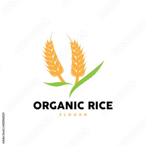 Wheat Rice Logo, Agricultural Organic Plant Vector, Golden Bread Material Luxury Design, Retro Vintage Theme Design