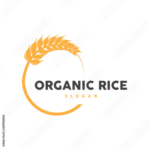 Wheat Rice Logo, Agricultural Organic Plant Vector, Golden Bread Material Luxury Design, Retro Vintage Theme Design