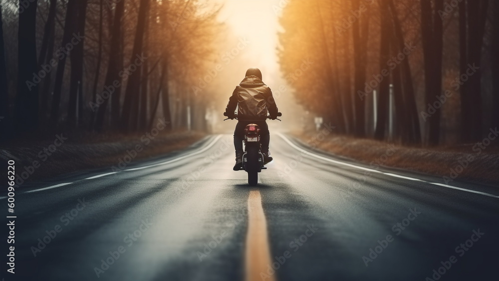Motorbike on the road riding. motorcycle tour journey with Generative AI.