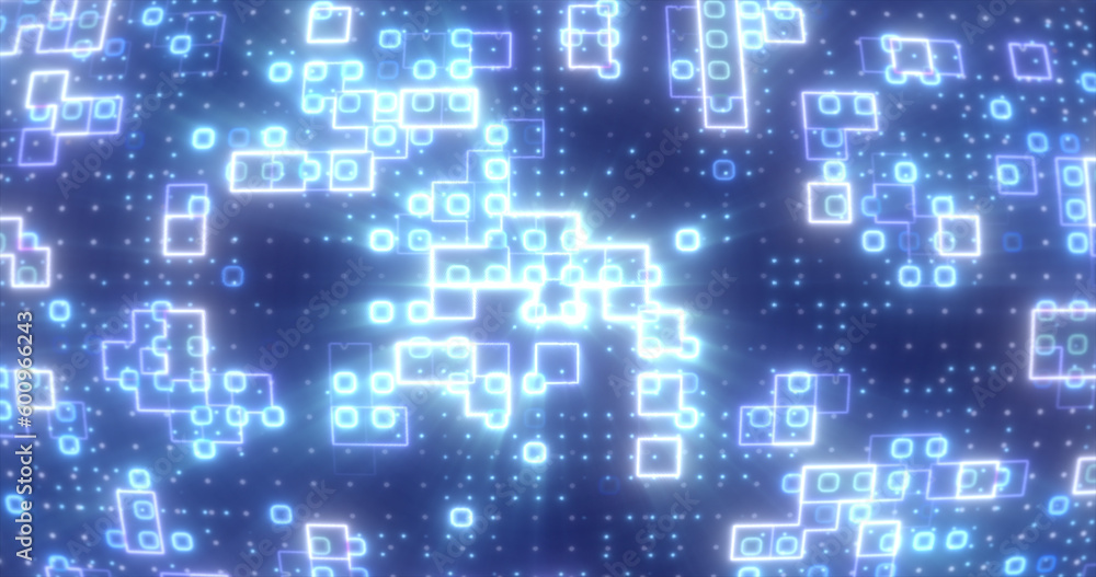 Abstract blue energy squares glowing digital particles futuristic hi-tech background Abstract blue energy squares glowing digital particles futuristic hi-tech background