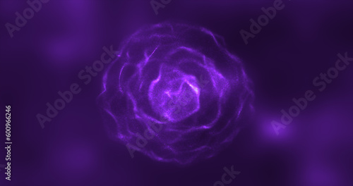 Fototapeta Naklejka Na Ścianę i Meble -  Abstract purple energy round sphere glowing with particle waves hi-tech digital magic abstract background