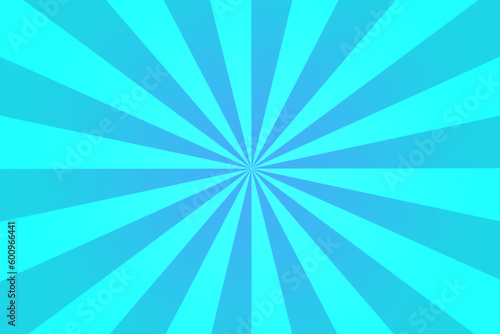 Background with shades of light blue and blue colors. Straight and circular stripes, pop art style, divergent rays.