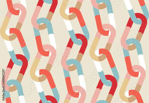 Abstract Trendy Chains Seamless Vector Pattern Doodle Style Chic Colors Perfect for Allover Fabric Print or Wrapping Paper