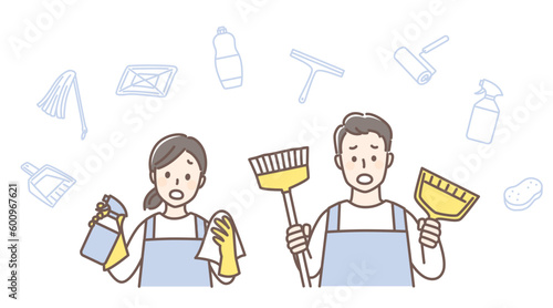 illustration of people cleaning house