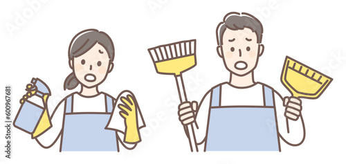 illustration of people cleaning house