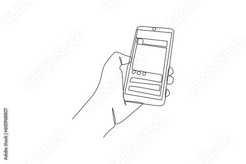 Continuous one line drawing Social media Concept. Single line draw design vector graphic illustration.
