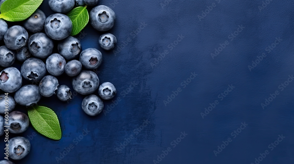Ripe blueberry mockup and copy space with a gradient background, generative AI Ripe blueberry mockup and copy space with a gradient background, generative AI