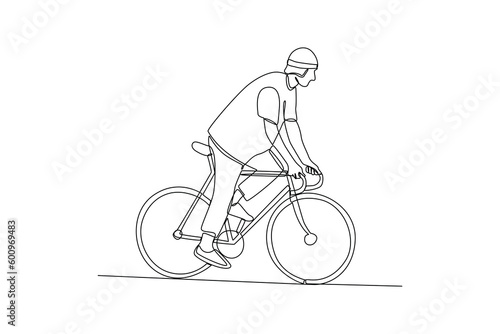 Single one line drawing World Bicycle Day on June 3. World bicycle day concept. Continuous line draw design graphic vector illustration.