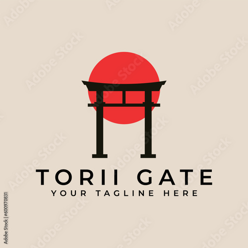 torii gate vintage logo, icons and symbol vector illustration design