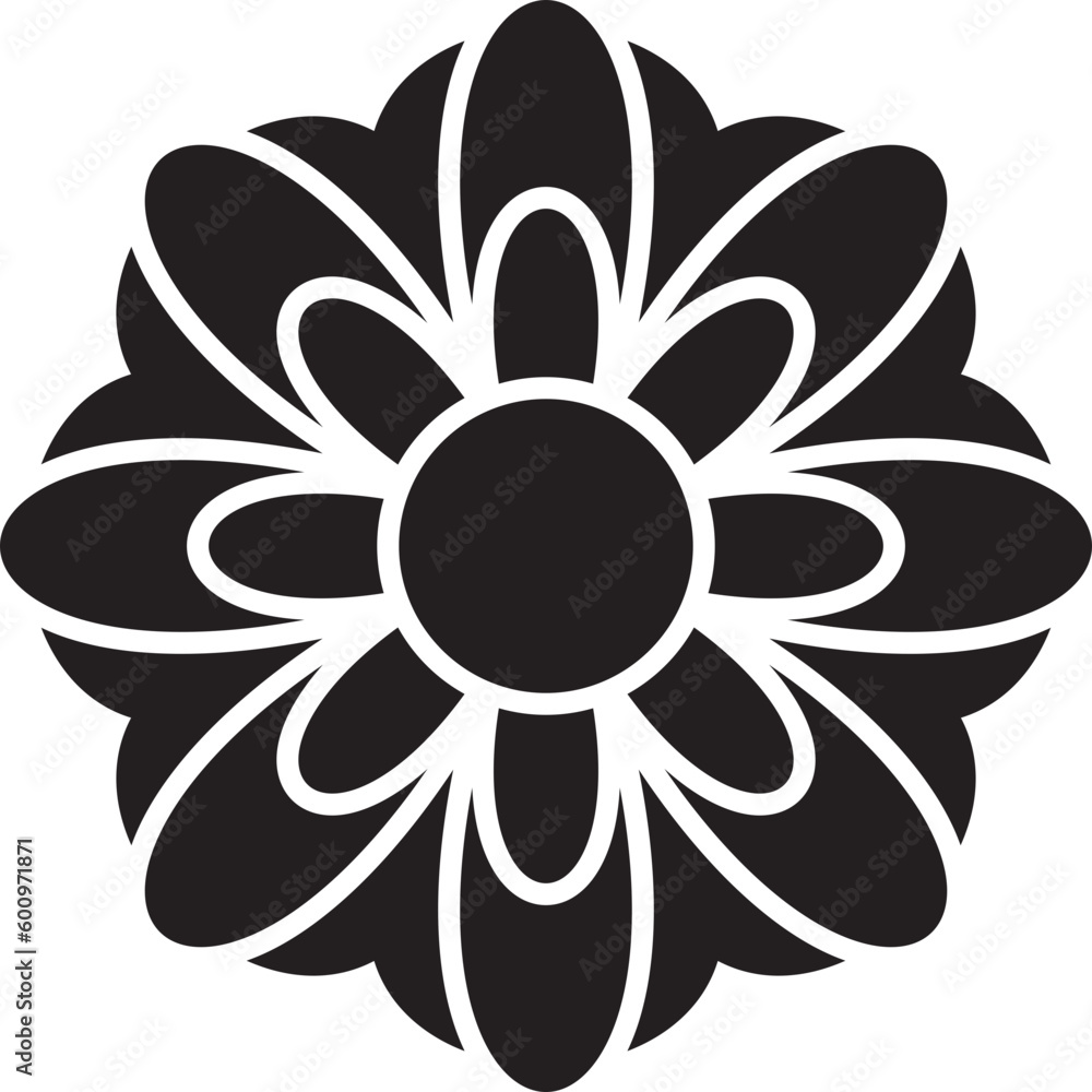 Black silhouette retro groovy flower. Black silhouette retro groovy flower.