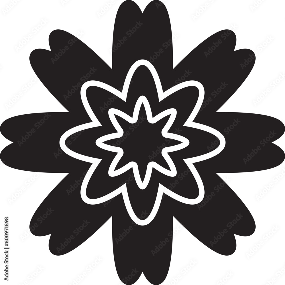Black silhouette retro groovy flower. Black silhouette retro groovy flower.